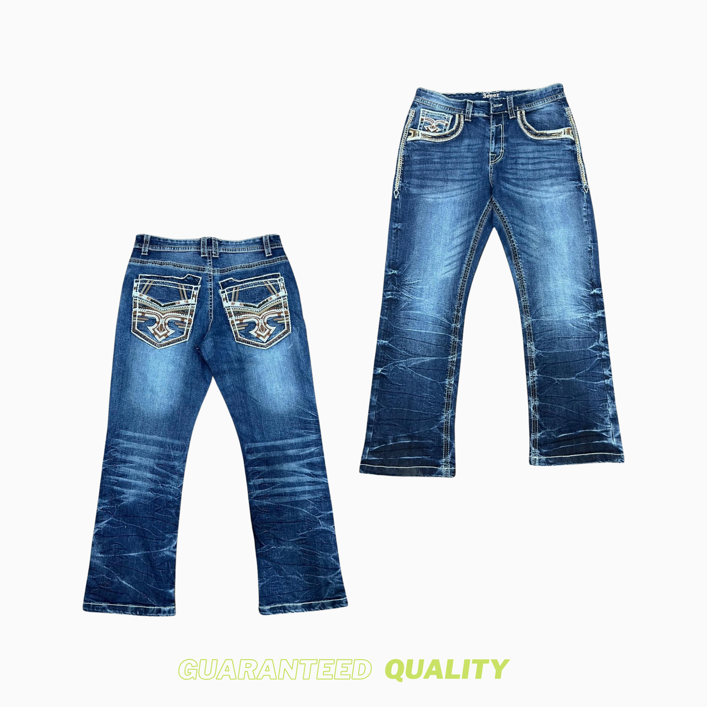 3EEEZ Signature Embroidered Straight Jean